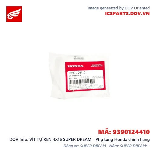 VÍT TỰ REN 4X16 SUPER DREAM - Phụ tùng Honda chính hãng