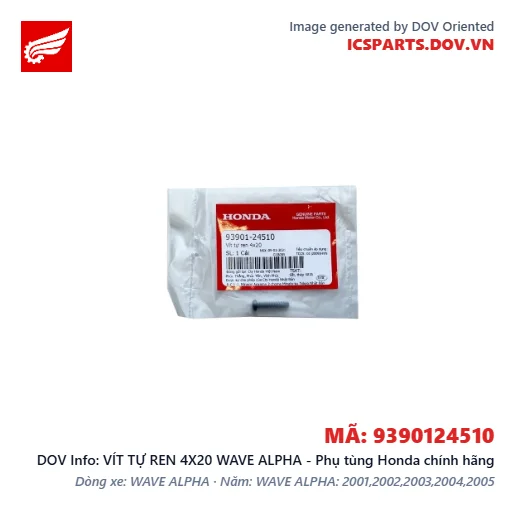 VÍT TỰ REN 4X20 WAVE ALPHA - Phụ tùng Honda chính hãng