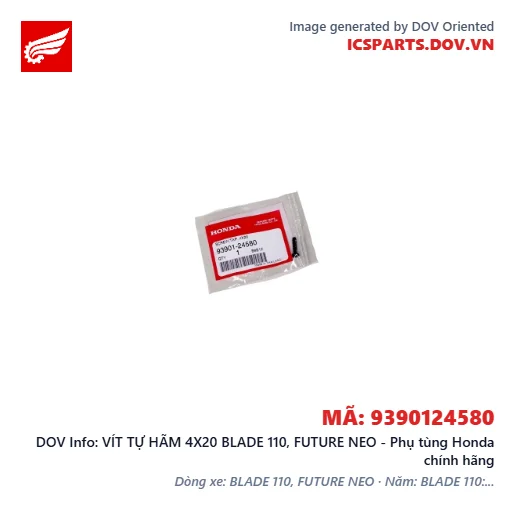 VÍT TỰ HÃM 4X20 BLADE 110, FUTURE NEO - Phụ tùng Honda chính hãng