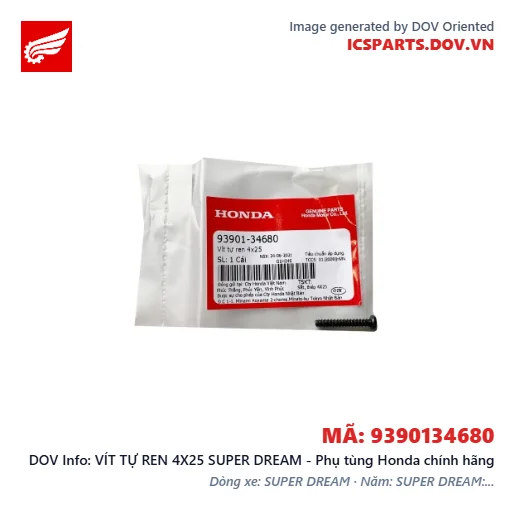 VÍT TỰ REN 4X25 SUPER DREAM - Phụ tùng Honda chính hãng