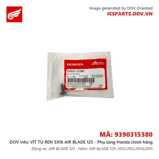 VÍT TỰ REN 5X16 AIR BLADE 125 - Phụ tùng Honda chính hãng
