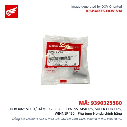 VÍT TỰ HÃM 5X25 CB350 H'NESS, MSX 125, SUPER CUB C125, WINNER 150 - Phụ tùng Honda chính hãng