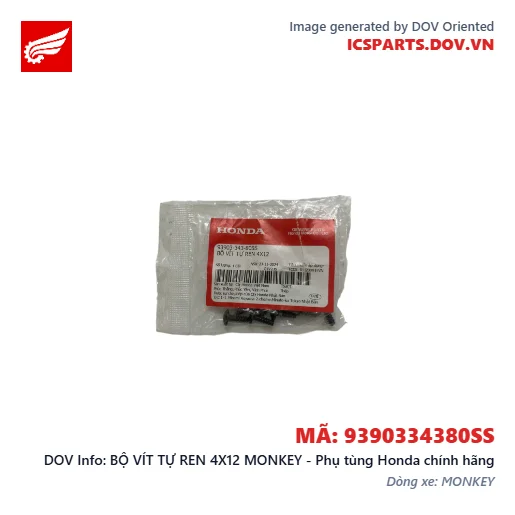 BỘ VÍT TỰ REN 4X12 MONKEY - Phụ tùng Honda chính hãng