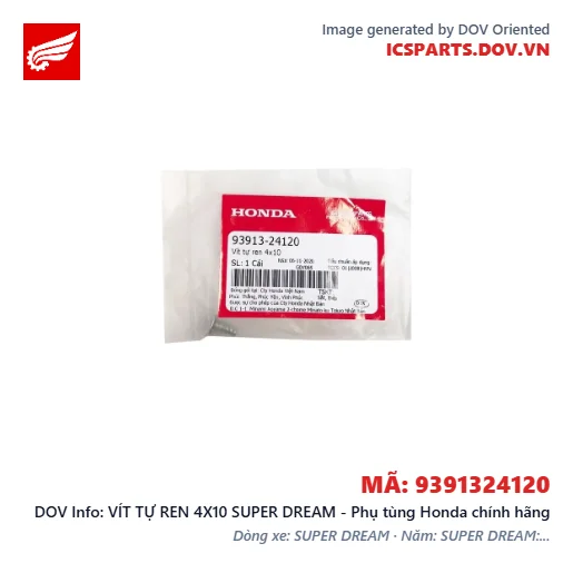VÍT TỰ REN 4X10 SUPER DREAM - Phụ tùng Honda chính hãng