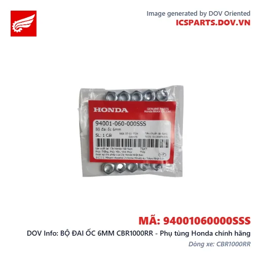 BỘ ĐAI ỐC 6MM CBR1000RR - Phụ tùng Honda chính hãng