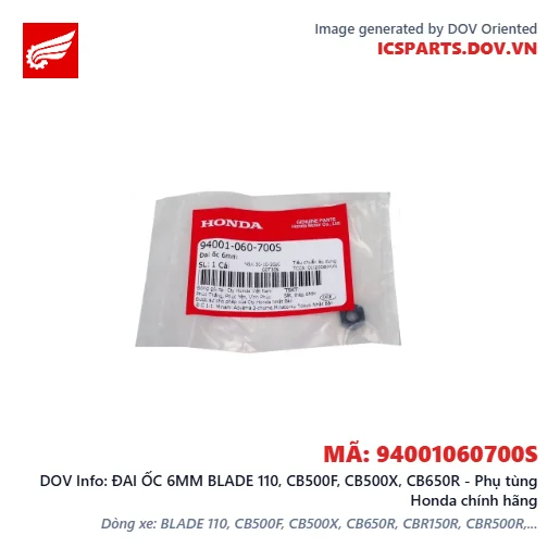 ĐAI ỐC 6MM BLADE 110, CB500F, CB500X, CB650R - Phụ tùng Honda chính hãng