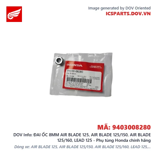 ĐAI ỐC 8MM AIR BLADE 125, AIR BLADE 125/150, AIR BLADE 125/160, LEAD 125 - Phụ tùng Honda chính hãng