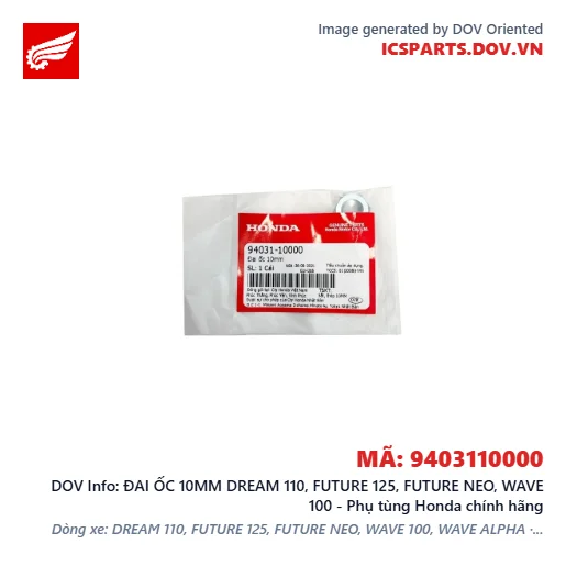 ĐAI ỐC 10MM DREAM 110, FUTURE 125, FUTURE NEO, WAVE 100 - Phụ tùng Honda chính hãng