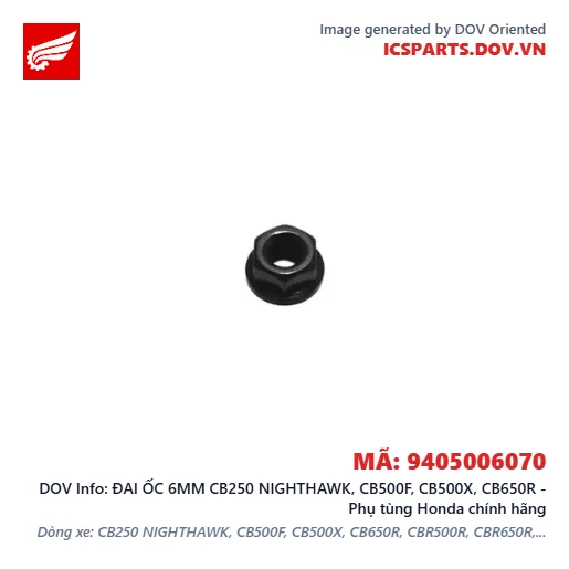 ĐAI ỐC 6MM CB250 NIGHTHAWK, CB500F, CB500X, CB650R - Phụ tùng Honda chính hãng