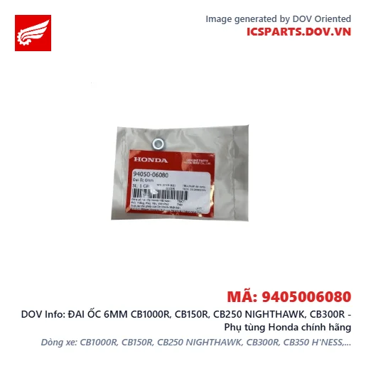 ĐAI ỐC 6MM CB1000R, CB150R, CB250 NIGHTHAWK, CB300R - Phụ tùng Honda chính hãng