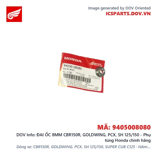 ĐAI ỐC 8MM CBR150R, GOLDWING, PCX, SH 125/150 - Phụ tùng Honda chính hãng