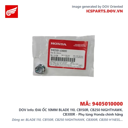 ĐAI ỐC 10MM BLADE 110, CB150R, CB250 NIGHTHAWK, CB300R - Phụ tùng Honda chính hãng