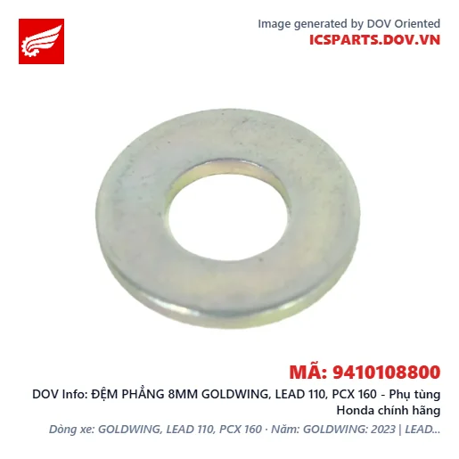 ĐỆM PHẲNG 8MM GOLDWING, LEAD 110, PCX 160 - Phụ tùng Honda chính hãng