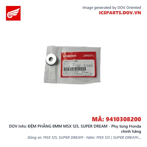 ĐỆM PHẲNG 8MM MSX 125, SUPER DREAM - Phụ tùng Honda chính hãng