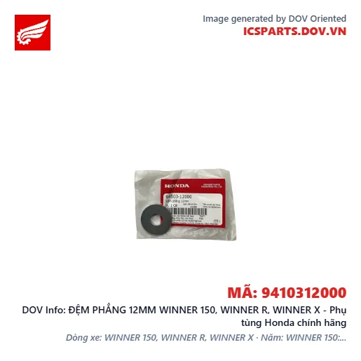 ĐỆM PHẲNG 12MM WINNER 150, WINNER R, WINNER X - Phụ tùng Honda chính hãng