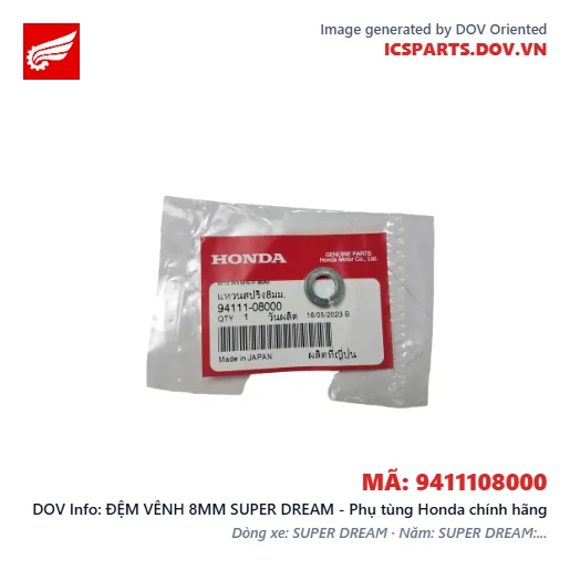 ĐỆM VÊNH 8MM SUPER DREAM - Phụ tùng Honda chính hãng
