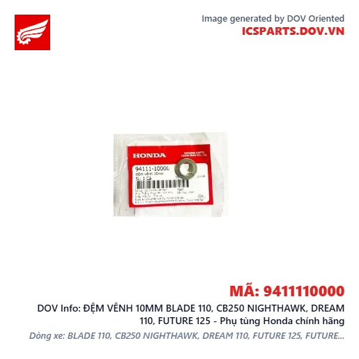 ĐỆM VÊNH 10MM BLADE 110, CB250 NIGHTHAWK, DREAM 110, FUTURE 125 - Phụ tùng Honda chính hãng
