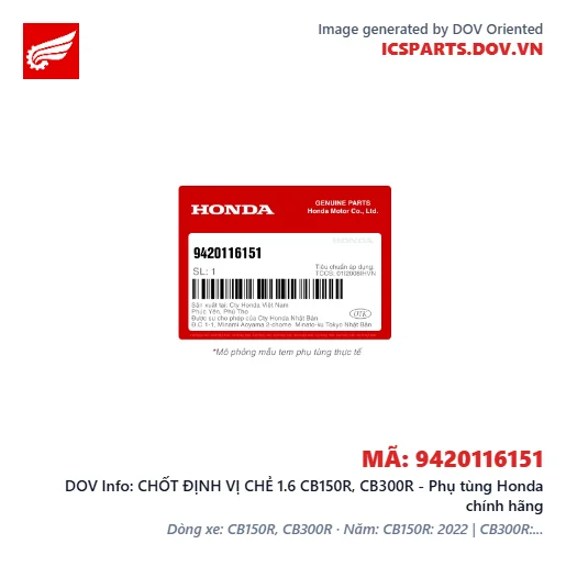 CHỐT ĐỊNH VỊ CHẺ 1.6 CB150R, CB300R - Phụ tùng Honda chính hãng