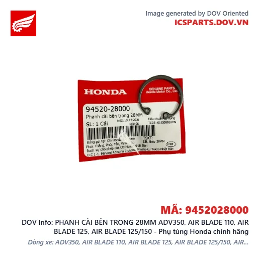 PHANH CÀI BÊN TRONG 28MM ADV350, AIR BLADE 110, AIR BLADE 125, AIR BLADE 125/150 - Phụ tùng Honda chính hãng
