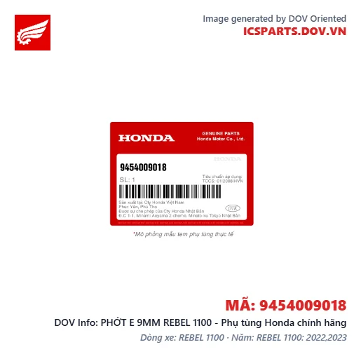 PHỚT E 9MM REBEL 1100 - Phụ tùng Honda chính hãng