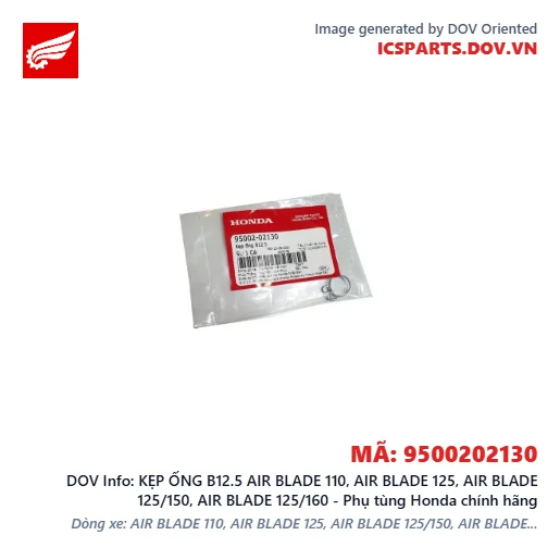 KẸP ỐNG B12.5 AIR BLADE 110, AIR BLADE 125, AIR BLADE 125/150, AIR BLADE 125/160 - Phụ tùng Honda chính hãng