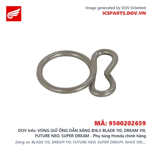 VÒNG GIỮ ỐNG DẪN XĂNG B16.5 BLADE 110, DREAM 110, FUTURE NEO, SUPER DREAM - Phụ tùng Honda chính hãng