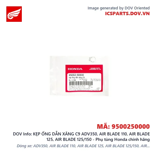KẸP ỐNG DẪN XĂNG C9 ADV350, AIR BLADE 110, AIR BLADE 125, AIR BLADE 125/150 - Phụ tùng Honda chính hãng