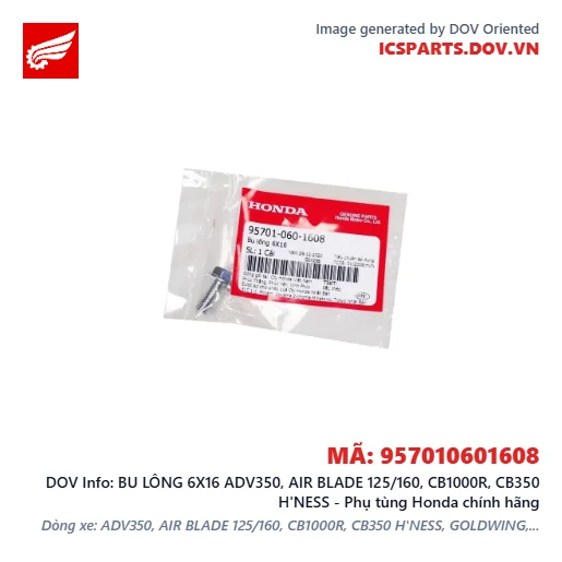 BU LÔNG 6X16 ADV350, AIR BLADE 125/160, CB1000R, CB350 H'NESS - Phụ tùng Honda chính hãng