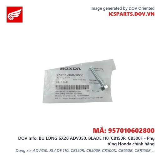 BU LÔNG 6X28 ADV350, BLADE 110, CB150R, CB500F - Phụ tùng Honda chính hãng