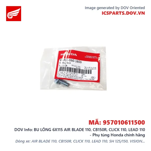 BU LÔNG 6X115 AIR BLADE 110, CB150R, CLICK 110, LEAD 110 - Phụ tùng Honda chính hãng