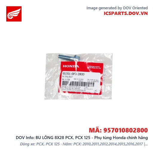 BU LÔNG 8X28 PCX, PCX 125 - Phụ tùng Honda chính hãng