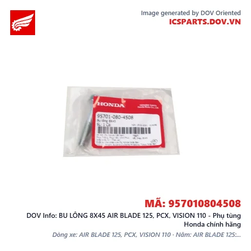 BU LÔNG 8X45 AIR BLADE 125, PCX, VISION 110 - Phụ tùng Honda chính hãng
