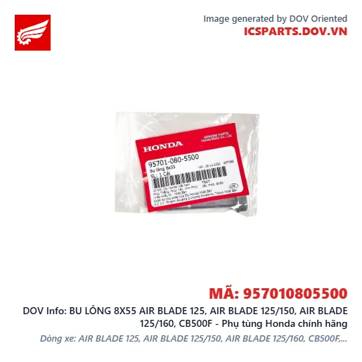 BU LÔNG 8X55 AIR BLADE 125, AIR BLADE 125/150, AIR BLADE 125/160, CB500F - Phụ tùng Honda chính hãng