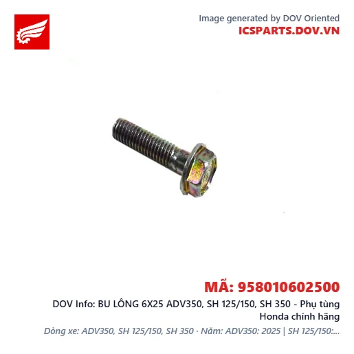 BU LÔNG 6X25 ADV350, SH 125/150, SH 350 - Phụ tùng Honda chính hãng
