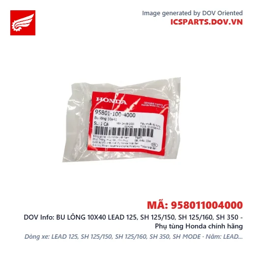 BU LÔNG 10X40 LEAD 125, SH 125/150, SH 125/160, SH 350 - Phụ tùng Honda chính hãng