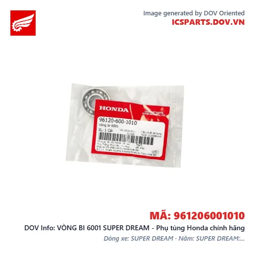 VÒNG BI 6001 SUPER DREAM - Phụ tùng Honda chính hãng
