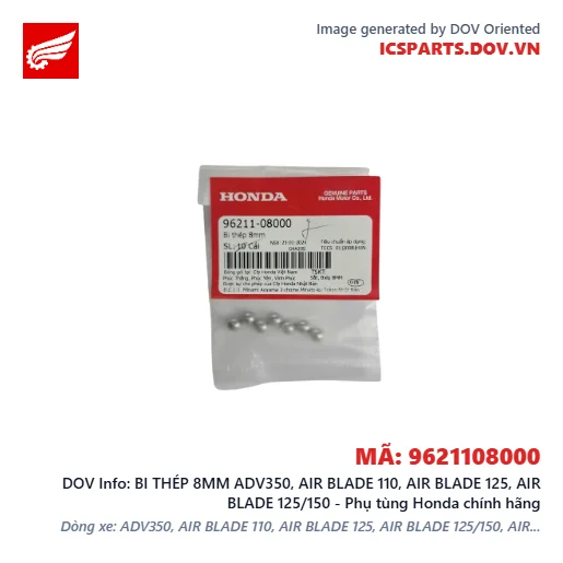 BI THÉP 8MM ADV350, AIR BLADE 110, AIR BLADE 125, AIR BLADE 125/150 - Phụ tùng Honda chính hãng