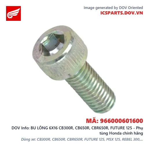 BU LÔNG 6X16 CB300R, CB650R, CBR650R, FUTURE 125 - Phụ tùng Honda chính hãng