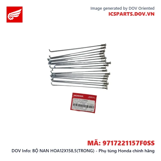 BỘ NAN HOA12X158,5(TRONG) - Phụ tùng Honda chính hãng