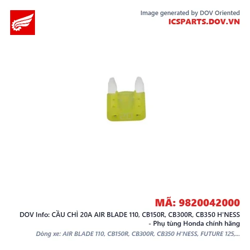 CẦU CHÌ 20A AIR BLADE 110, CB150R, CB300R, CB350 H'NESS - Phụ tùng Honda chính hãng