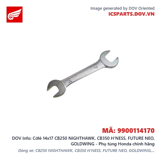 Cờlê 14x17 CB250 NIGHTHAWK, CB350 H'NESS, FUTURE NEO, GOLDWING - Phụ tùng Honda chính hãng