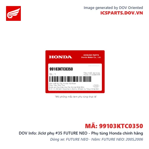 Jiclơ phụ #35 FUTURE NEO - Phụ tùng Honda chính hãng