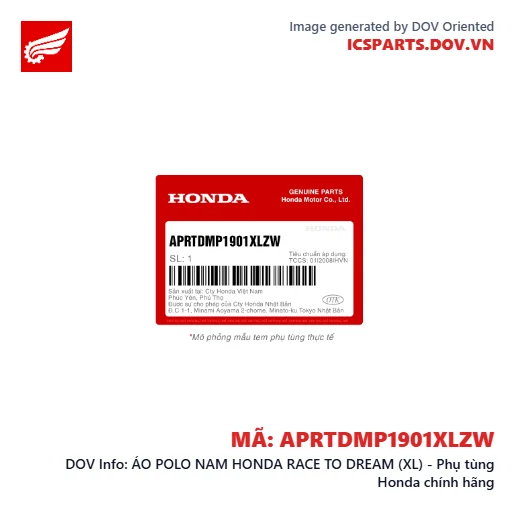 ÁO POLO NAM HONDA RACE TO DREAM (XL) - Phụ tùng Honda chính hãng