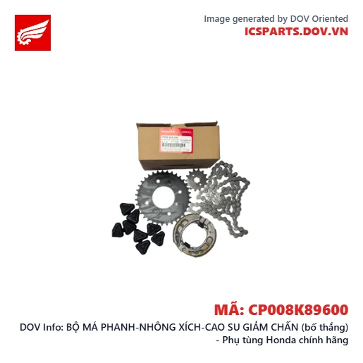 BỘ MÁ PHANH-NHÔNG XÍCH-CAO SU GIẢM CHẤN (bố thắng) - Phụ tùng Honda chính hãng