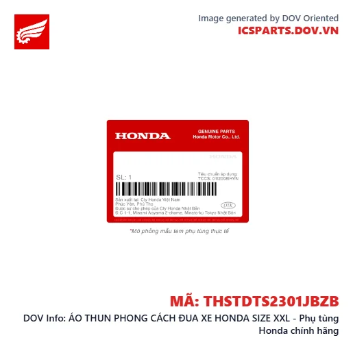 ÁO THUN PHONG CÁCH ĐUA XE HONDA SIZE XXL - Phụ tùng Honda chính hãng