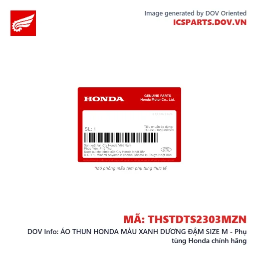 ÁO THUN HONDA MÀU XANH DƯƠNG ĐẬM SIZE M - Phụ tùng Honda chính hãng