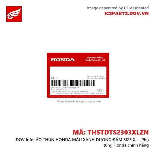 ÁO THUN HONDA MÀU XANH DƯƠNG ĐẬM SIZE XL - Phụ tùng Honda chính hãng