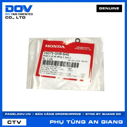 PHỚT O VÍT XẢ XĂNG 1.3X4.3 AIR BLADE 110, BLADE 110, CB250 NIGHTHAWK, CLICK 110 — 16075GHB640