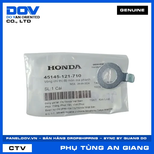 VÒNG CHỈ THỊ ĐỘ MÒN MÁ PHANH (bố thắng) CLICK 110, SUPER DREAM, WAVE ALPHA — 45145121710