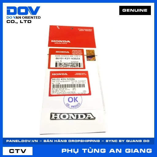 MÁC CHỮ HONDA 65MM *NH196, NH436M* — 86101K2VN30ZA